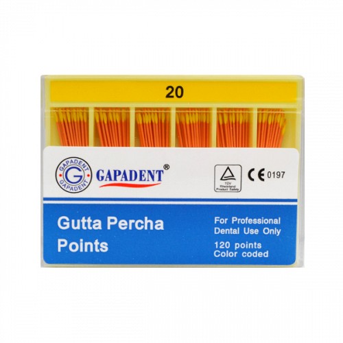 Gapa conuri gutaperca 120 buc/cut nr.20 galbene