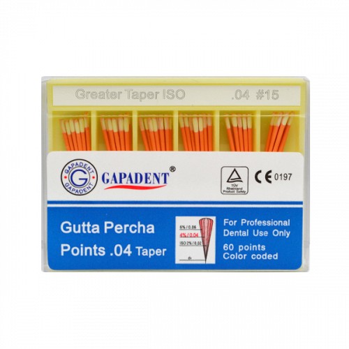 Gapa conuri gutaperca taper 60 buc/cut 04 nr.15 albe