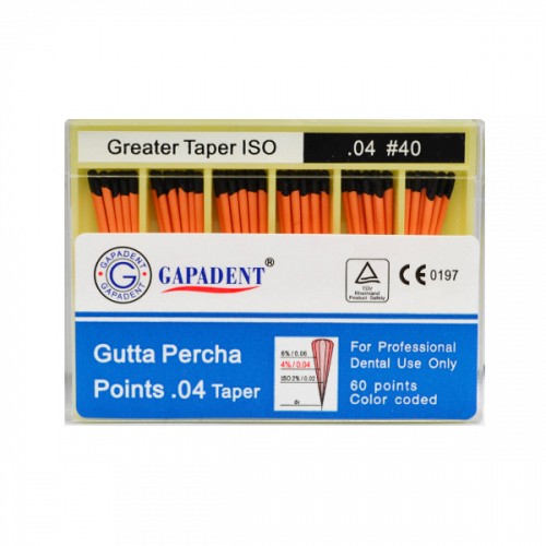 Gapa conuri gutaperca taper 60 buc/cut 04 nr.40 negru