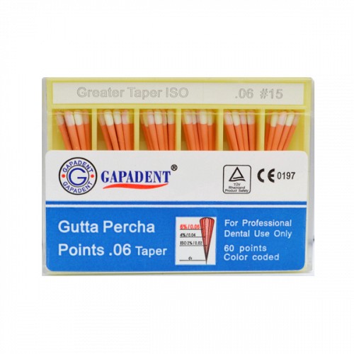 Gapa conuri gutaperca taper 60 buc/cut 06 nr.15 albe