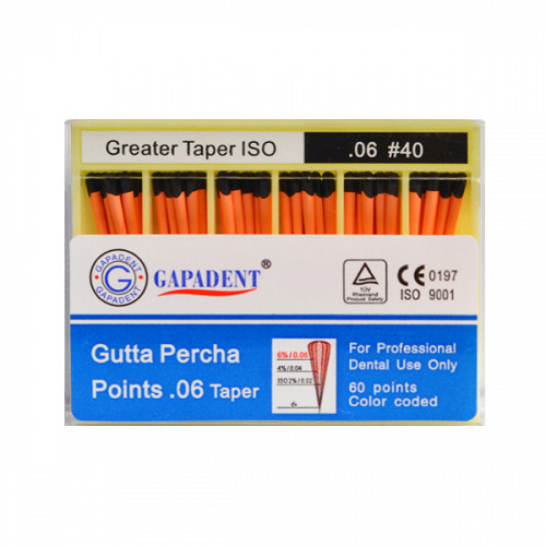 Gapa conuri gutaperca taper 60 buc/cut 06 nr.40 negru