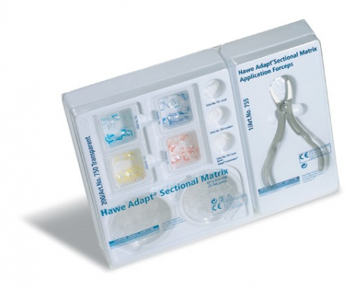 Hawe Adapt Sectional Matrix System - kit de matrici sectionale transparente, 200 buc + forceps