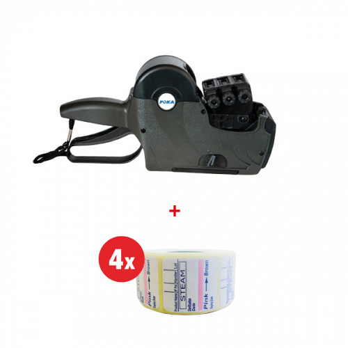 Pachet: Poka Pistol marcator 3 linii + 4 x Etichete 29 x 28 mm dublu adezive
