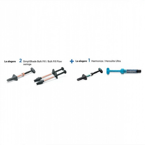 PACHET PROMO 2x SimpliShade BulkFill 4g / SimpliShade BulkFill Flow 2x2g + Harmonize Refill 4g KERR / Herculite Ultra Flow 2g KERR
