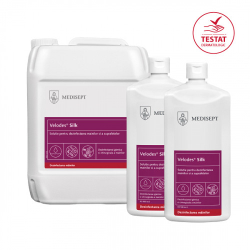 Pachet: Velodes Silk 5l + 2 x Velodes Silk 500ml dezinfectant maini si suprafete
