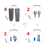 All on 4 kit: 4 implanturi + 2 bonturi drepte + 2 bonturi angulate + 4 cilindri multiunit