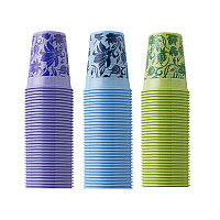 Pahare plastic florale Monoart 100 buc/set