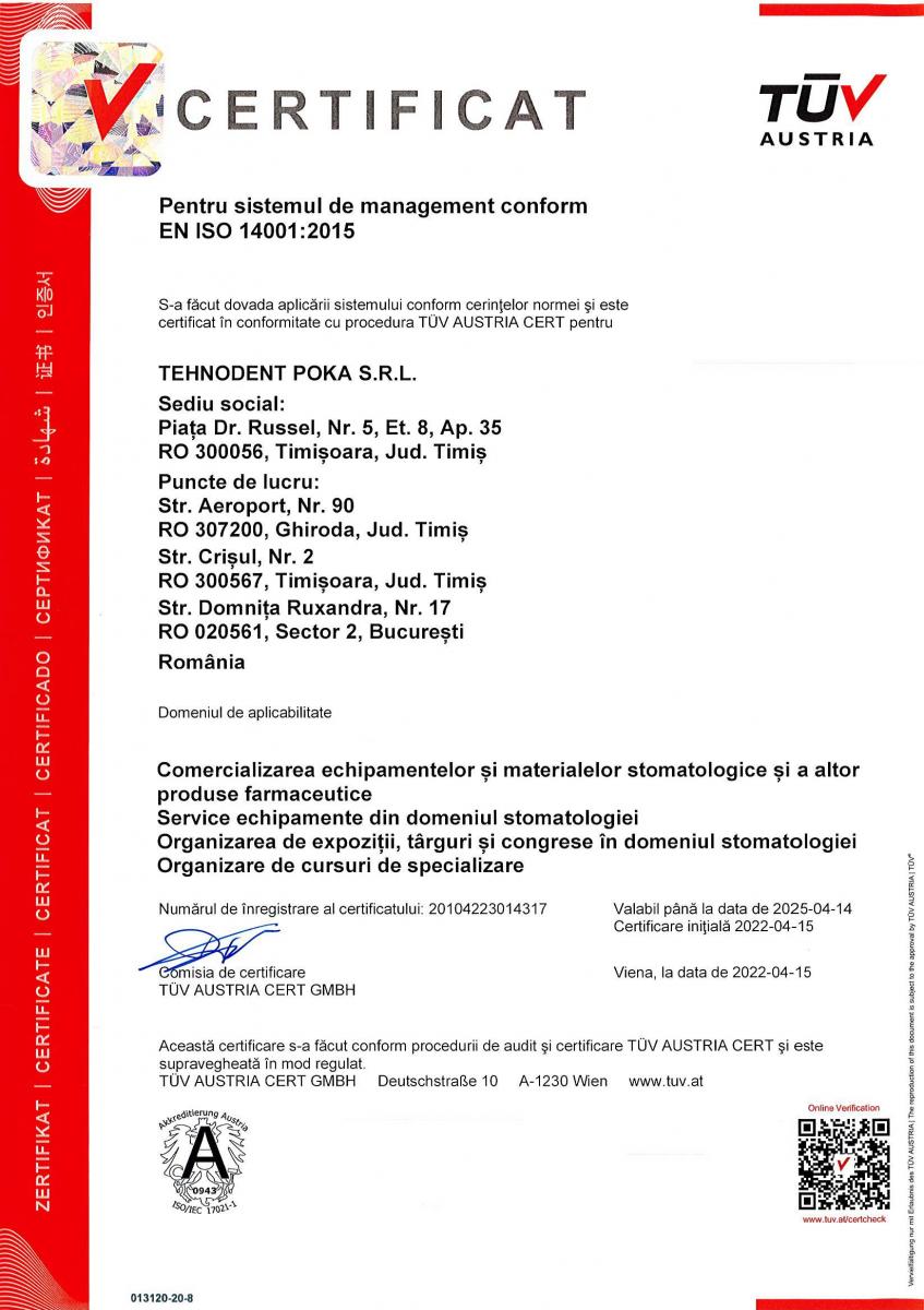 Certificat EN ISO 14001:2005