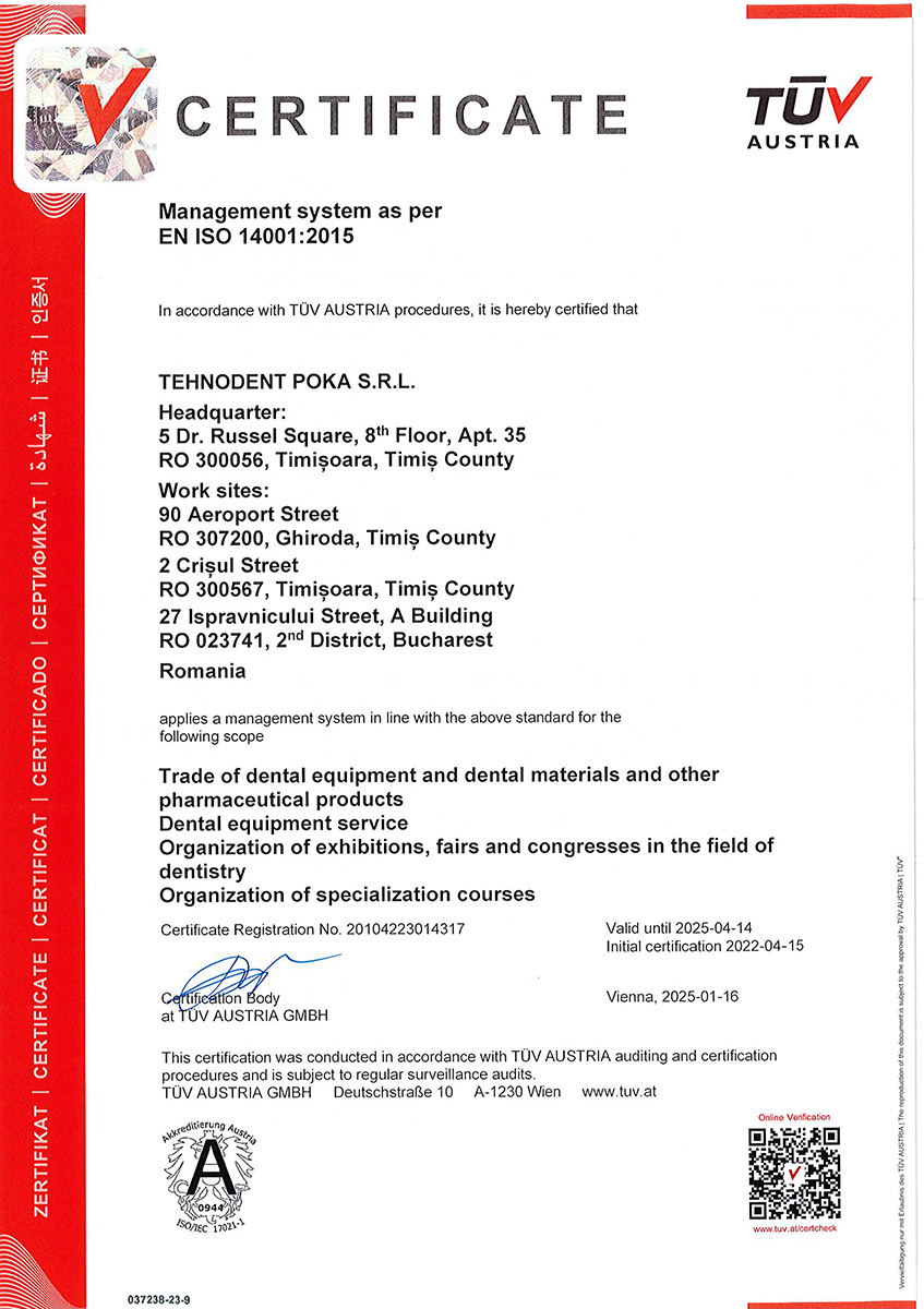 Certificat EN ISO 14001:2005 EN