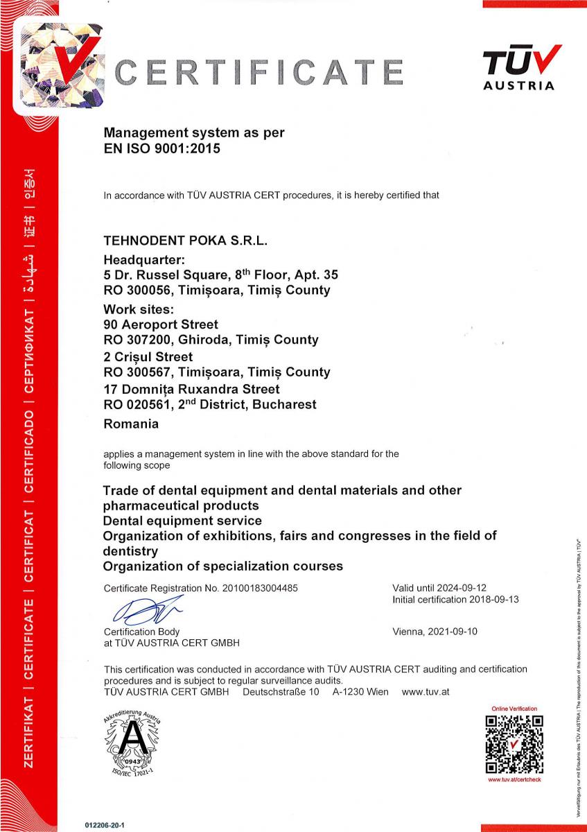 Certificat EN ISO 9001:2005 EN